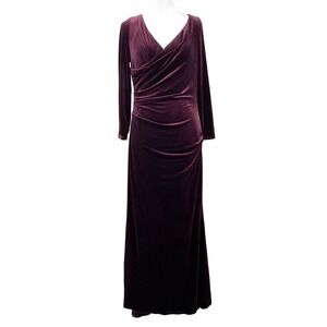 Vince Camuto Womens Plum Velvet Long Sleeve Draped Maxi Dress VC6P2240 Size 8P
